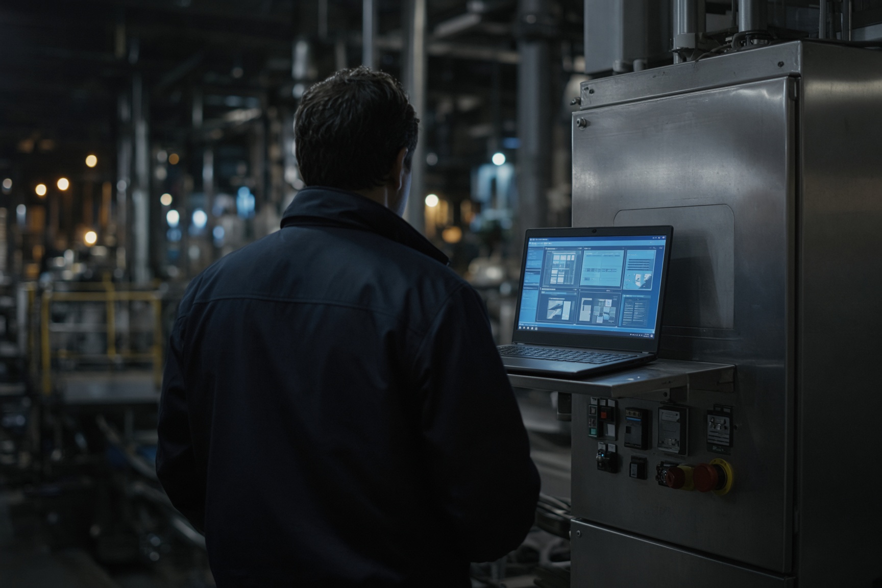 Controls engineer at a plant-floor panel